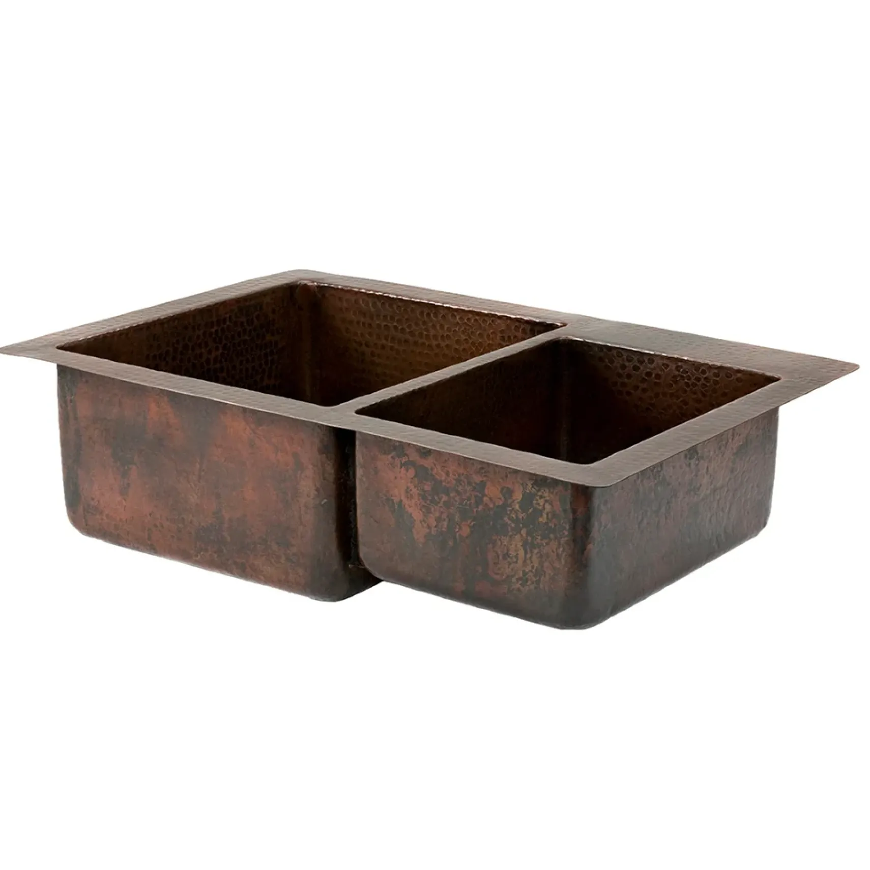 Premier Copper Products 33" Copper Kitchen Sink, 60/40 Double Bowl, Oil Rubbed Bronze, K60DB33229