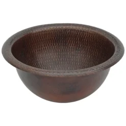 Premier Copper Products 12" Round Copper Bathroom Sink, Oil Rubbed Bronze, LR12RDB