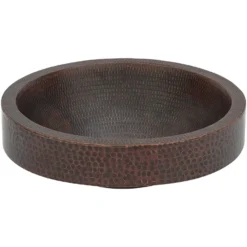 Premier Copper Products 17" Round Copper Bathroom Sink, Oil Rubbed Bronze, VR17SKDB