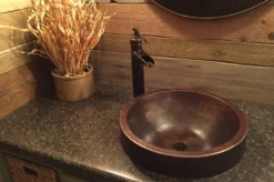 Premier Copper Products 17" Round Copper Bathroom Sink, Oil Rubbed Bronze, VR17SKDB