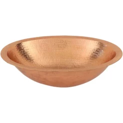 Premier Copper Products 19" Oval Copper Bathroom Sink, Polished Copper, LO19FPC