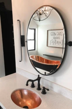 Premier Copper Products 19" Oval Copper Bathroom Sink, Polished Copper, LO19FPC
