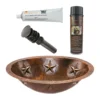 Premier Copper Products 19" Oval Star Under Counter Hammered Copper Bathroom Sink, Matching Drain and Accessories, Oil Rubbed Bronze, BSP5_LO19FSTDB-P