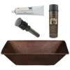 Premier Copper Products 17" Rectangle Wired Rim Vessel Hammered Copper Bathroom Sink, Matching Drain and Accessories, Oil Rubbed Bronze, BSP5_VREC17WDB-P