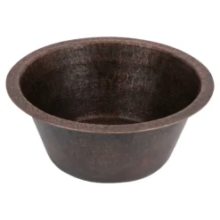Premier Copper Products 16" Round Terra Firma Copper Bar/Prep Sink, Dark Brown, 10 Gauge, TFBR16DB3