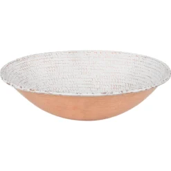Premier Copper Products 17" x 12" Oval Vessel - Above Counter Copper Bathroom Sink, Glazed White, 17 Gauge, VO17WWHT