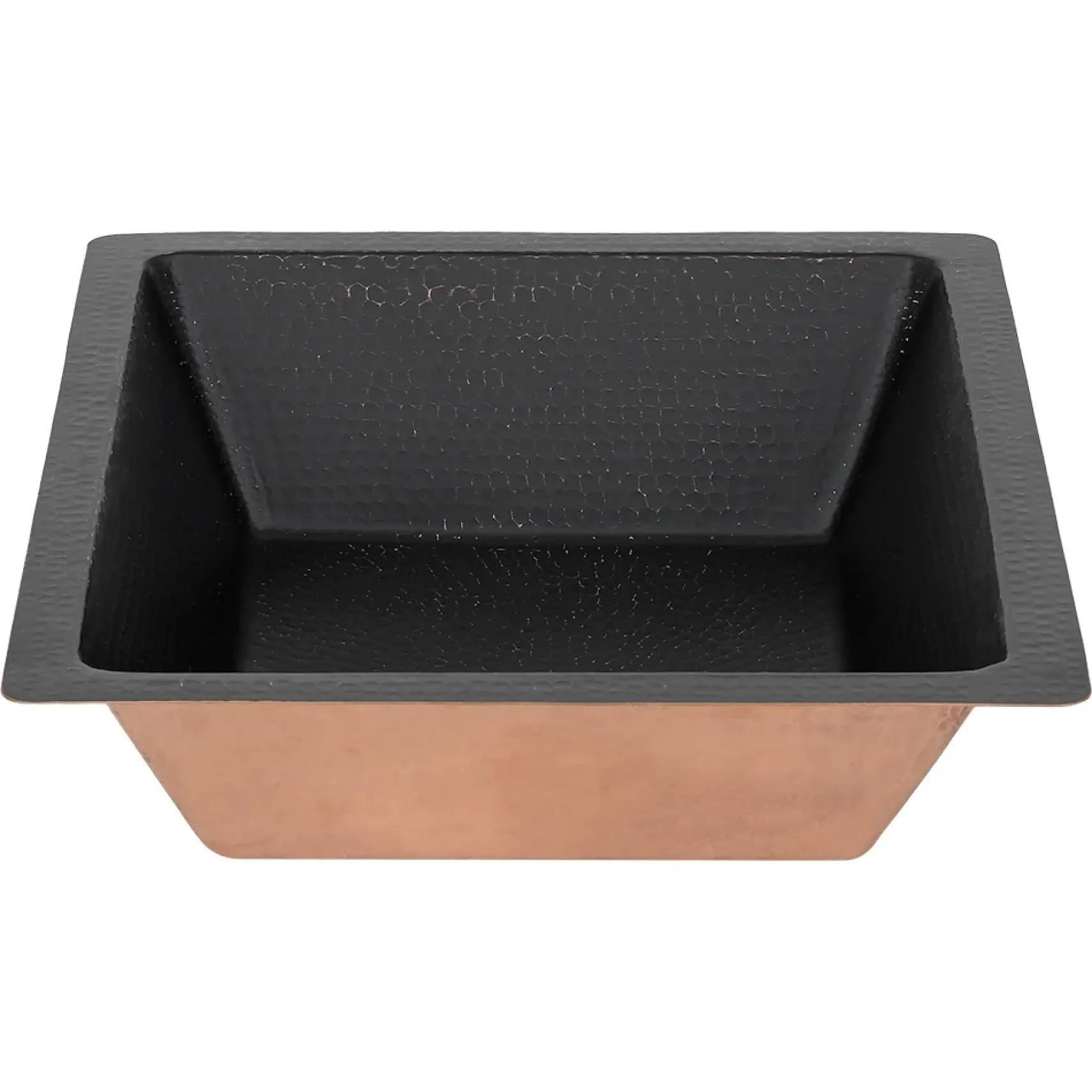 Premier Copper Products 19" x 16" Rectangle Dual - Undermount or Drop In Copper Bathroom Sink, Glazed Black, 17 Gauge, LREC19BLK