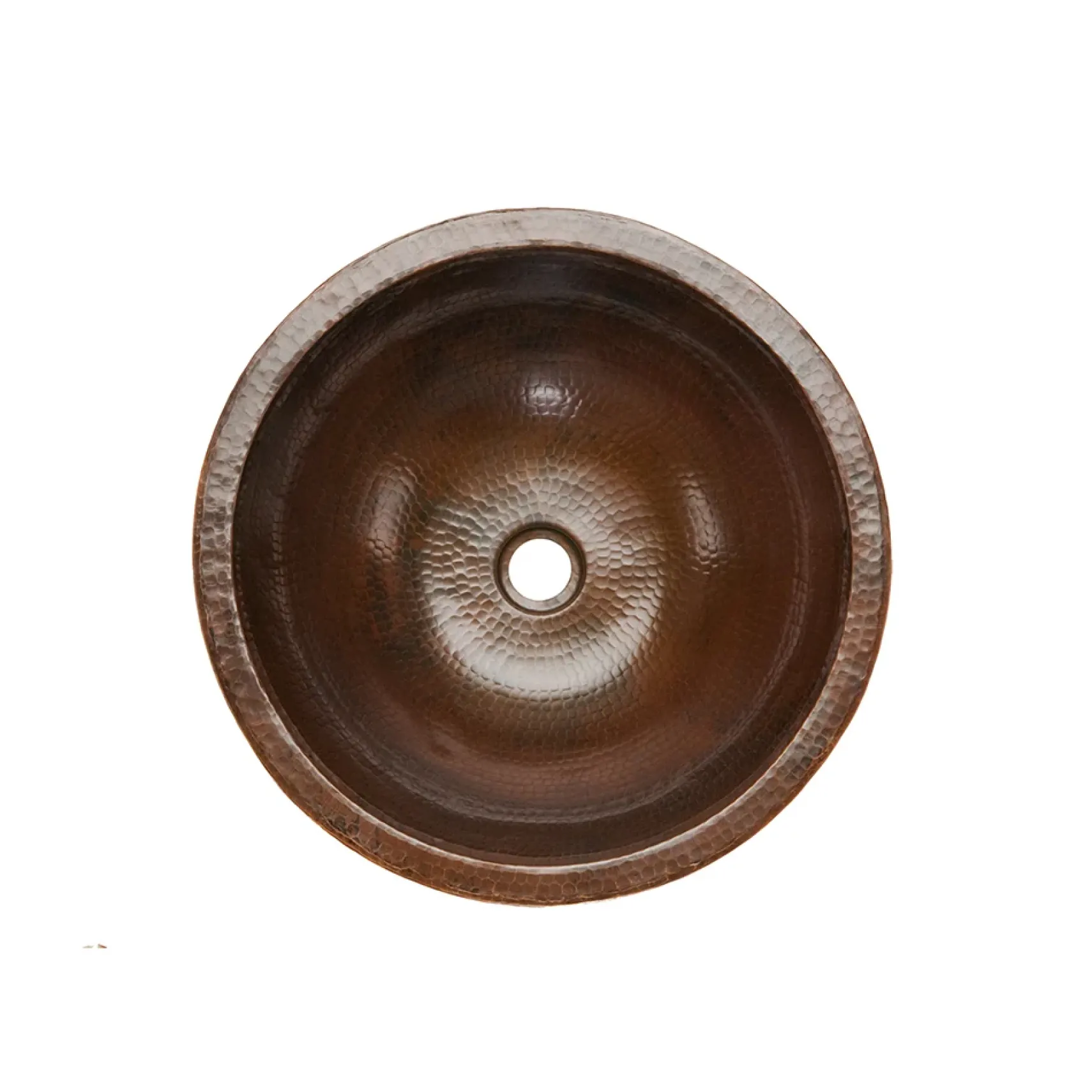 Premier Copper Products 17" Round Skirted Vessel Hammered Copper Bathroom Sink, Matching Drain and Accessories, Oil Rubbed Bronze, BSP5_VR17SKDB-P