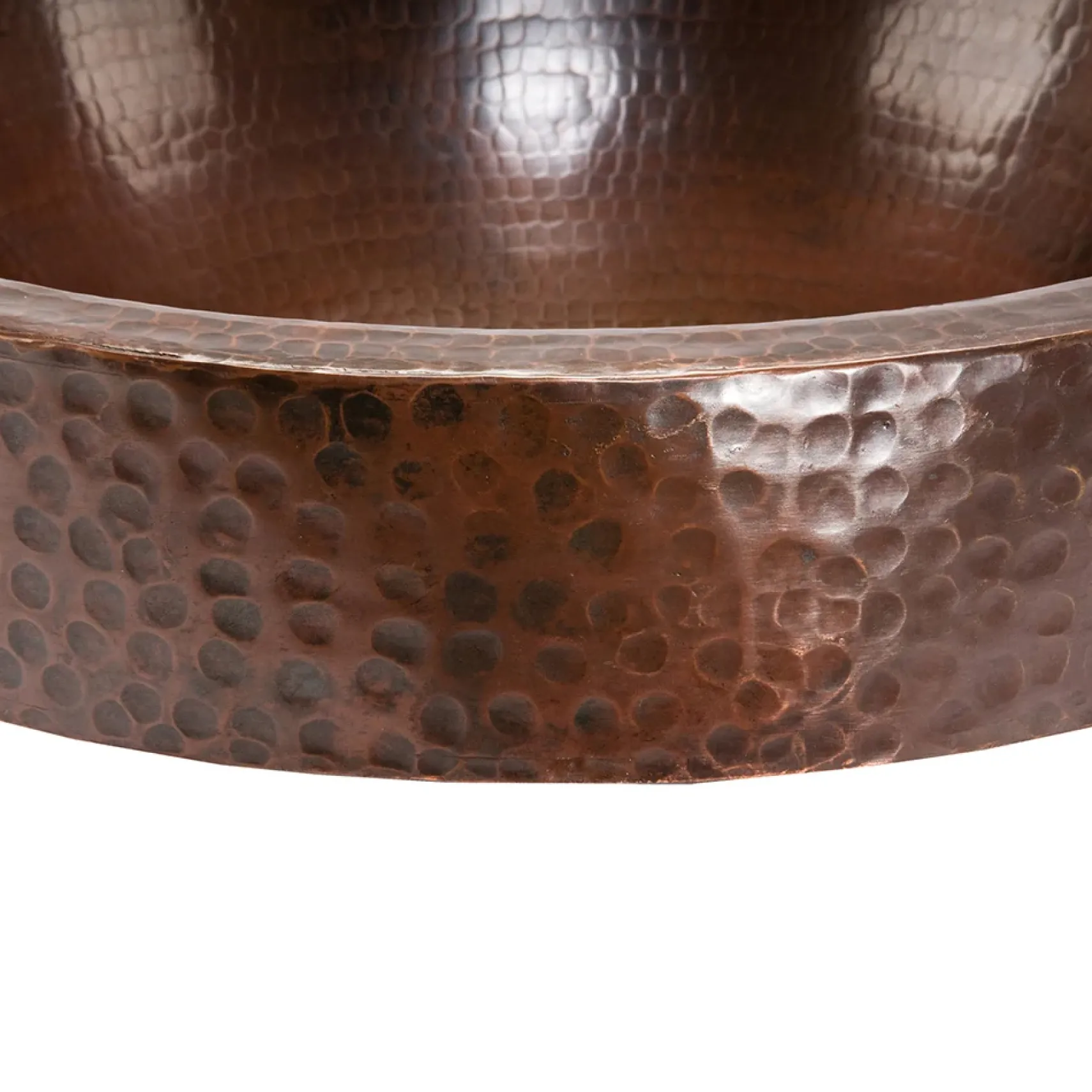 Premier Copper Products 17" Round Skirted Vessel Hammered Copper Bathroom Sink, Matching Drain and Accessories, Oil Rubbed Bronze, BSP5_VR17SKDB-P