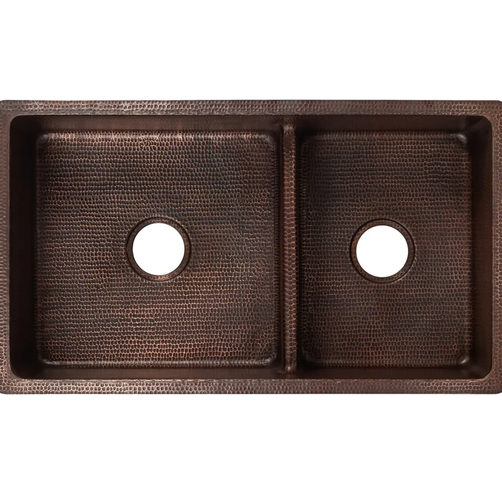 Premier Copper Products 33" Copper Kitchen Sink, 60/40 Double Bowl, Oil Rubbed Bronze, K60DB33199-SD5