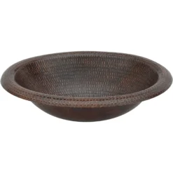 Premier Copper Products 18" Oval Copper Bathroom Sink, Oil Rubbed Bronze, LO18RDB
