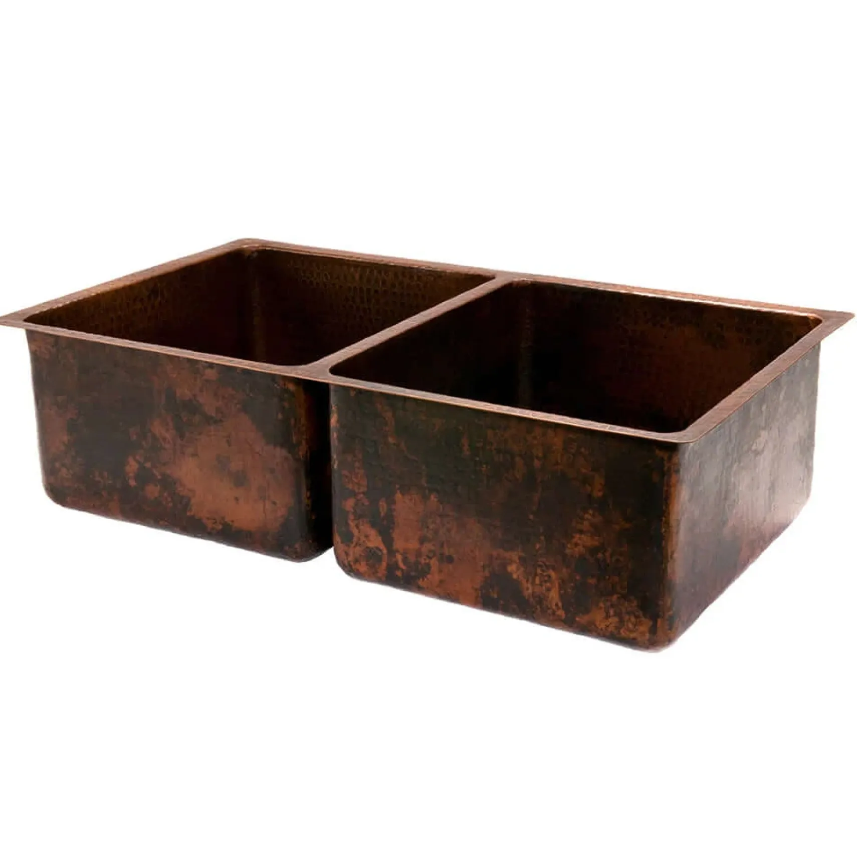 Premier Copper Products 33" Copper Kitchen Sink, 50/50 Double Bowl, Oil Rubbed Bronze, K50DB33199