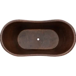 Premier Copper Products 60" Hammered Copper Double Slipper Bathtub With Rings, BTDR60DB