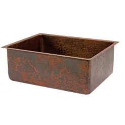 Premier Copper Products 25" Copper Kitchen Sink, Oil Rubbed Bronze, KSDB25199