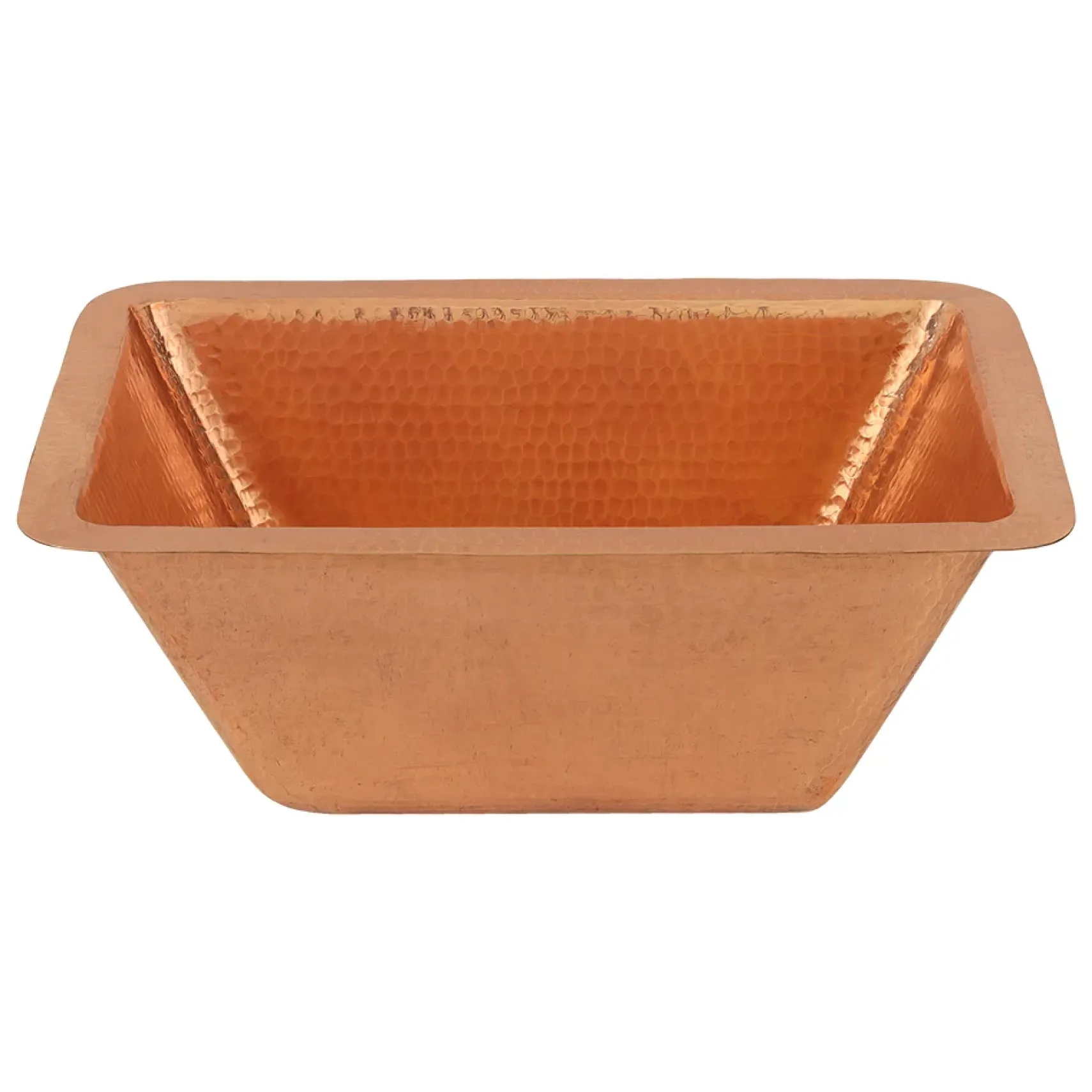 Premier Copper Products 17" Rectangle Under Counter Hammered Copper Bathroom Sink in Polished Copper, Matching Drain and Accessories, BSP5_LRECPC-P