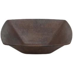 Premier Copper Products 14" x 14" Square Vessel - Above Counter Copper Bathroom Sink, Oil Rubbed Bronze, 17 Gauge, VSQ14WDB