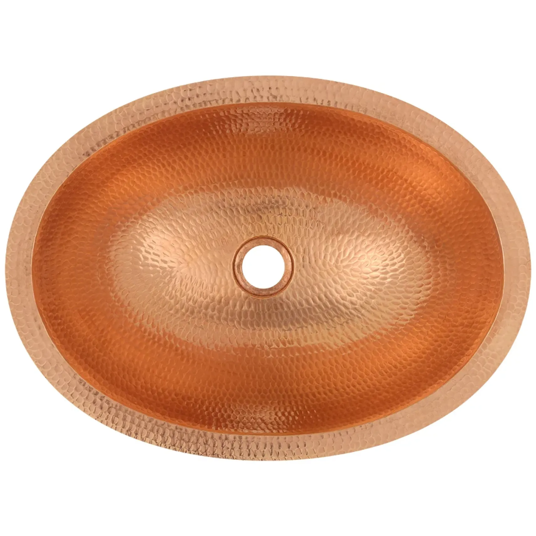 Premier Copper Products 19" Oval Under Counter Hammered Copper Bathroom Sink in Polished Copper, Matching Drain and Accessories, BSP5_LO19FPC-P