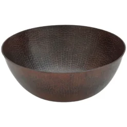 Premier Copper Products 13" Round Copper Bathroom Sink, Oil Rubbed Bronze, VR13BDB