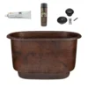 Premier Copper Products 47" Small Hammered Copper Modern Style Bathtub and Drain Package, Oil Rubbed Bronze, BSP5_BTM47DB