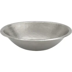 Premier Copper Products 19" Oval Copper Bathroom Sink, Nickel, LO19REN