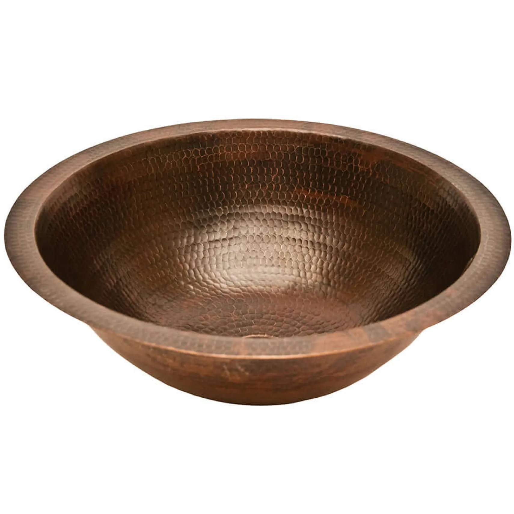 Premier Copper Products 17" Round Under Counter Hammered Copper Bathroom Sink, Matching Drain and Accessories, Oil Rubbed Bronze, BSP5_LR17FDB-P