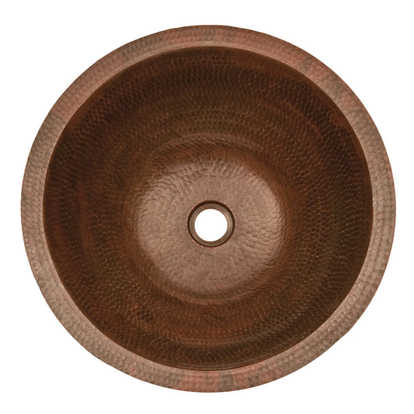 Premier Copper Products 17" Round Under Counter Hammered Copper Bathroom Sink, Matching Drain and Accessories, Oil Rubbed Bronze, BSP5_LR17FDB-P