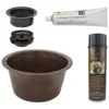 Premier Copper Products 17" Large Round Hammered Copper Bar/Prep Sink, Matching Drain and Accessories, Oil Rubbed Bronze, BSP5_BR17DB-G