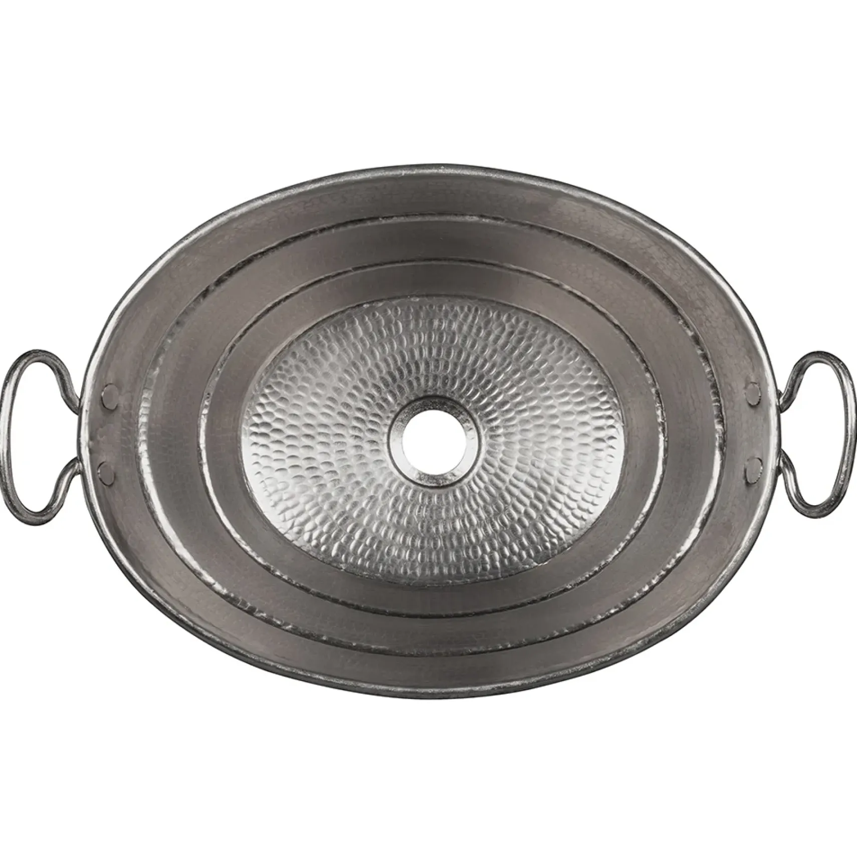 Premier Copper Products 16" Oval Bucket Vessel Hammered Copper Bathroom Sink with Handles in Nickel, Matching Drain and Accessories, BSP5_VOB16EN-P