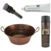 Premier Copper Products 16" Oval Bucket Vessel Hammered Copper Bathroom Sink with Handles, Matching Drain and Accessories, Oil Rubbed Bronze, BSP5_VOB16DB-P