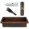 Premier Copper Products 20" Rectangle Skirted Vessel Hammered Copper Bathroom Sink, Matching Drain and Accessories, Oil Rubbed Bronze, BSP5_VREC20SK1DB-P