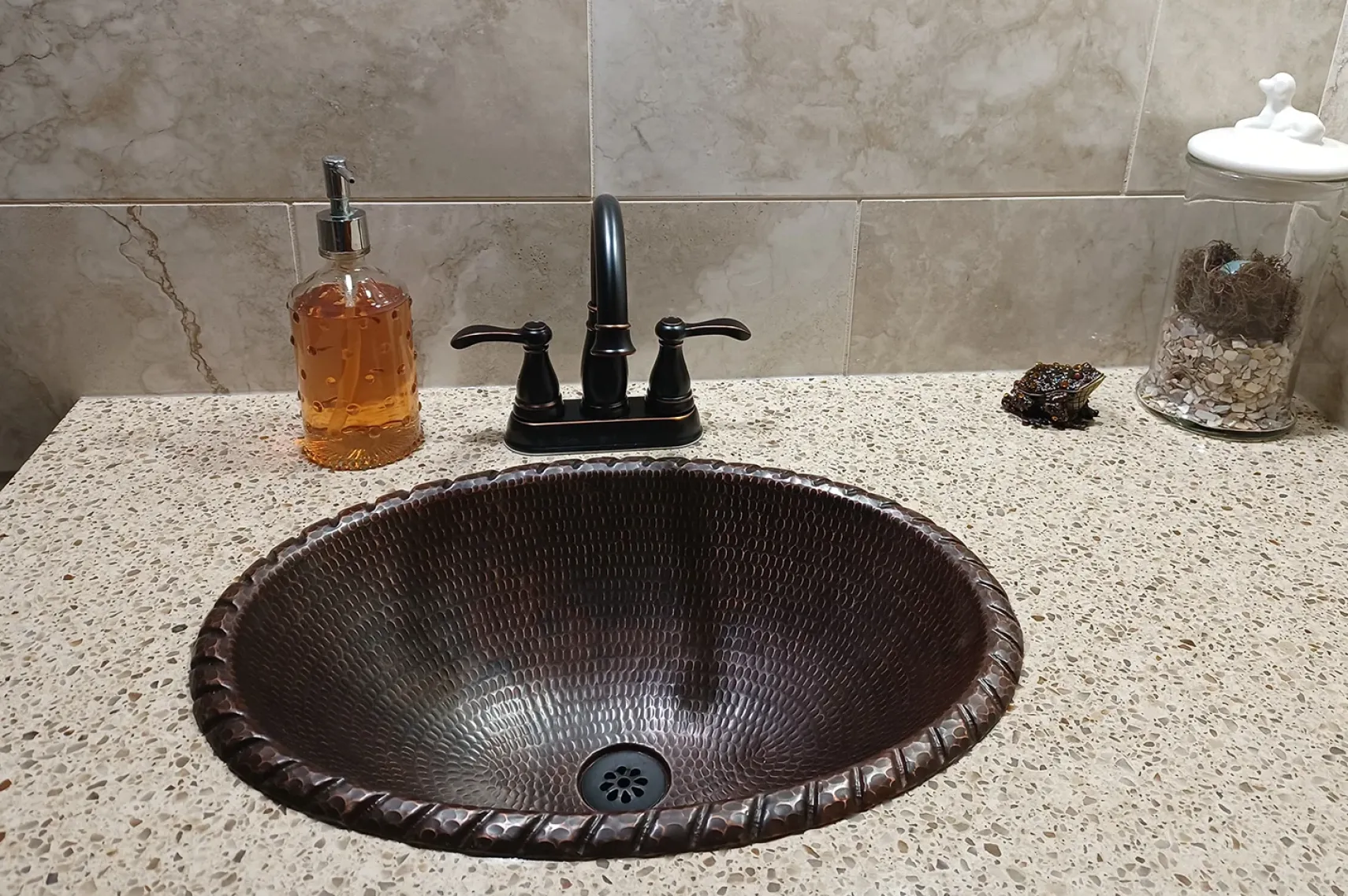 Premier Copper Products 19" Oval Copper Bathroom Sink, Oil Rubbed Bronze, LO19RRDB