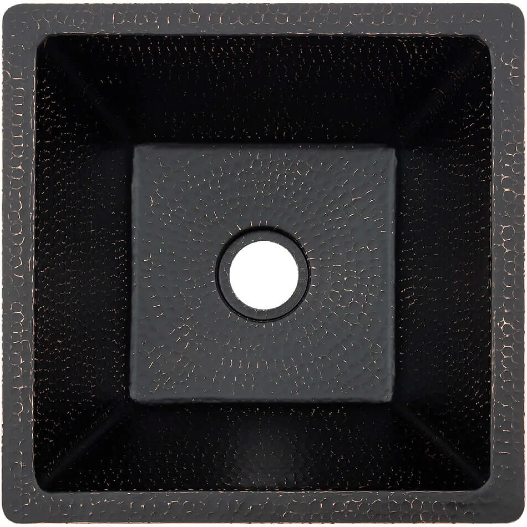 Premier Copper Products 15" Square Copper Bar/Prep Sink, Glazed Black, 16 Gauge, BS15BLK2