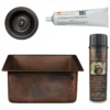 Premier Copper Products 16" Square Hammered Copper Bar/Prep Sink w/ 3.5" Drain Opening, Matching Drain and Accessories, Oil Rubbed Bronze, BSP5_BS16DB3-D