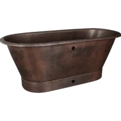 Premier Copper Products 72" Hammered Copper Freestanding Bathtub, Oil Rubbed Bronze, BTM72DBOF
