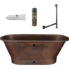 Premier Copper Products 72" Hammered Copper Modern Style Bathtub with Overflow Holes and Drain Package, Oil Rubbed Bronze, BSP5_BTM72DBOF