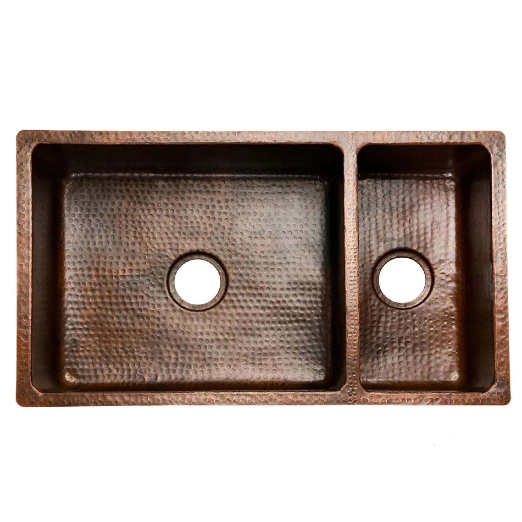 Premier Copper Products 33" Copper Kitchen Sink, 75/25 Double Bowl, Oil Rubbed Bronze, K75DB33199
