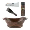 Premier Copper Products 20" Bath Tub Vessel Hammered Copper Bathroom Sink, Matching Drain and Accessories, Oil Rubbed Bronze, BSP5_VBT20DB-P