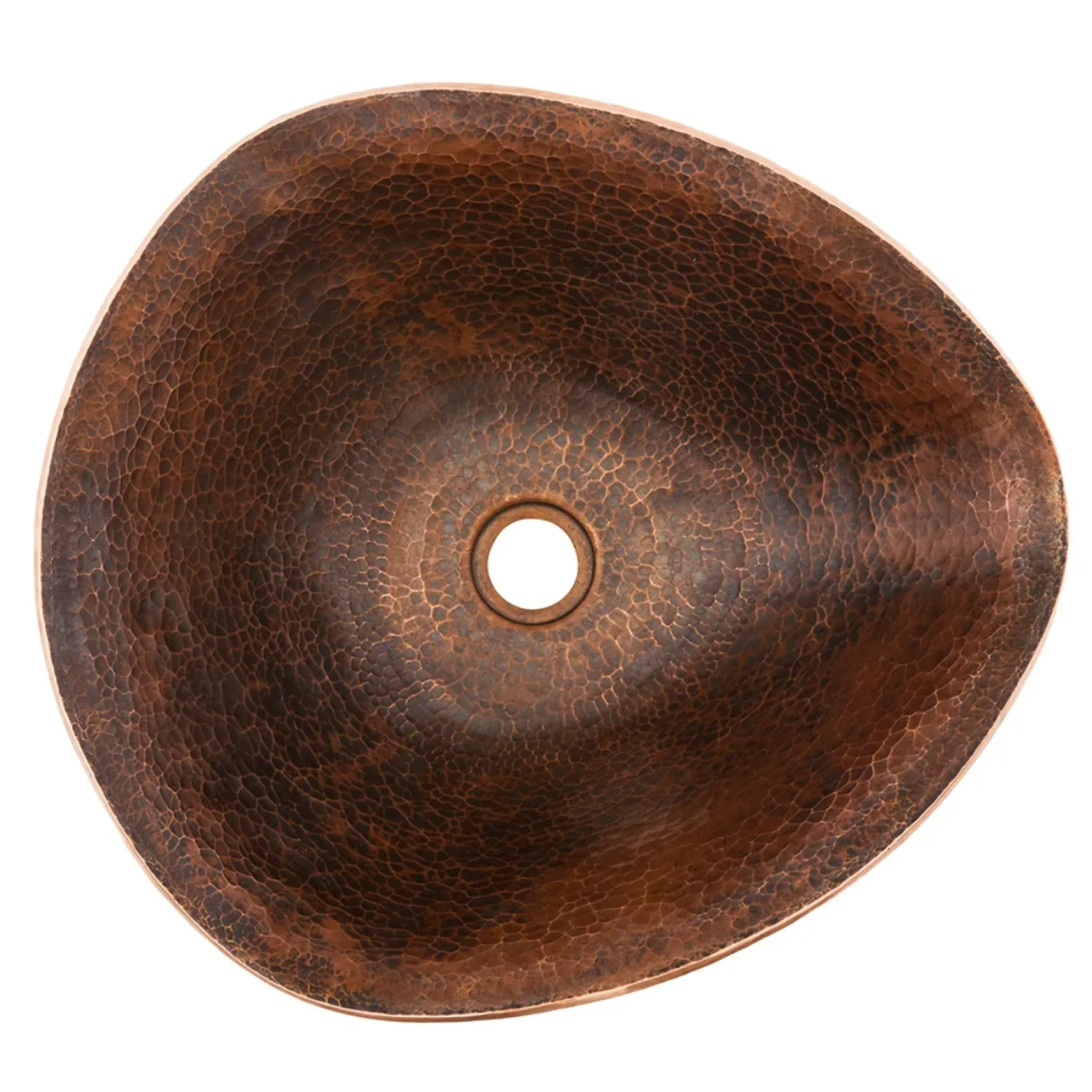 Premier Copper Products 17" Free Form Hand Forged Old World Copper Vessel Bathroom Sink, Matching Drain and Accessories, Oil Rubbed Bronze, BSP5_PVSHELL17-P