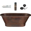 Premier Copper Products 72" Hammered Copper Modern Style Bathtub and Drain Package, Oil Rubbed Bronze, BSP5_BTM72DB