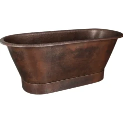 Premier Copper Products 72" Hammered Copper Modern Style Bathtub and Drain Package, Oil Rubbed Bronze, BSP5_BTM72DB