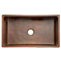 Premier Copper Products 33" Copper Kitchen Sink, Oil Rubbed Bronze, KSDB33199
