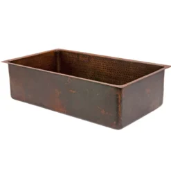 Premier Copper Products 33" Copper Kitchen Sink, Oil Rubbed Bronze, KSDB33199