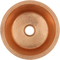 Premier Copper Products 14" Round Copper Bar/Prep Sink, Polished Copper, 17 Gauge, BR14PC2