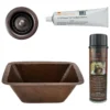 Premier Copper Products 17" Rectangle Copper Bar Sink w/ 2" Drain Opening, Matching Drain and Accessories, Oil Rubbed Bronze, BSP5_BRECDB2-B