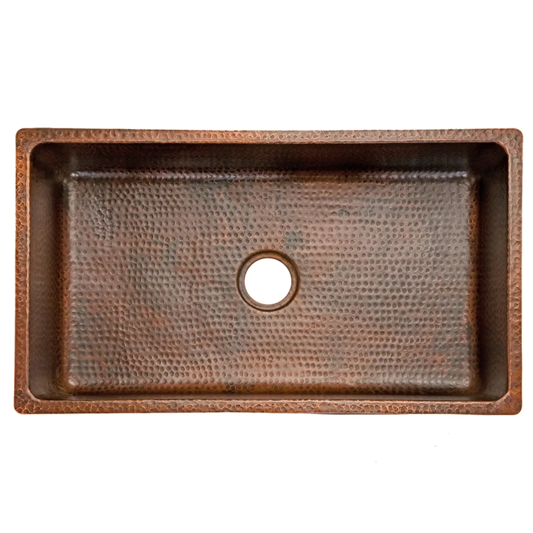 Premier Copper Products 33" Hammered Copper Kitchen Single Basin Sink with Matching Drain and Accessories, Oil Rubbed Bronze, KSP3_KSDB33199