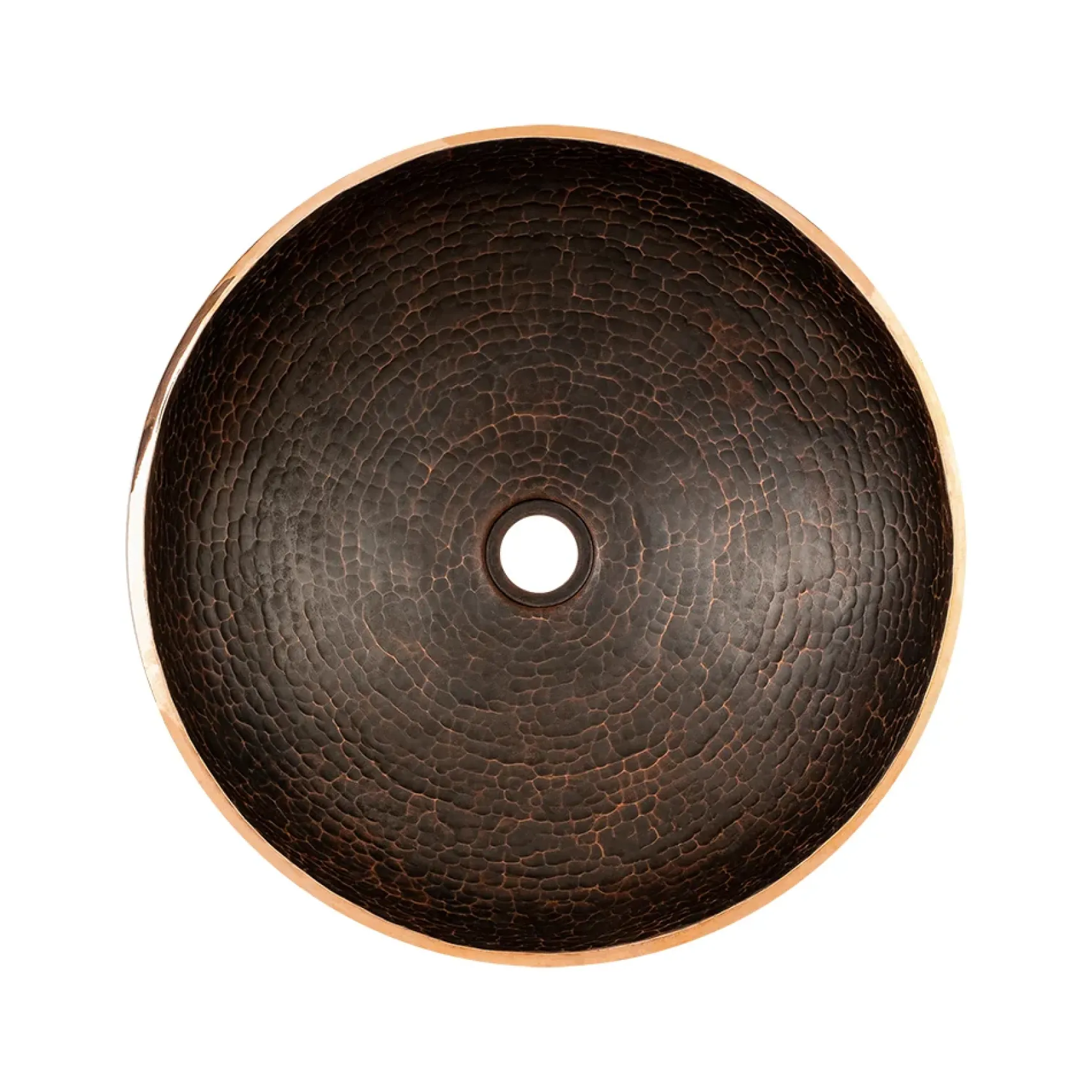 Premier Copper Products 16" Round Hand Forged Old World Copper Vessel Bathroom Sink, Matching Drain and Accessories, Oil Rubbed Bronze, BSP5_PV16RDB-P