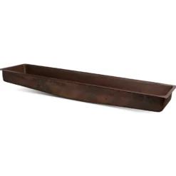 Premier Copper Products 60" Rectangle Under Counter Hammered Copper Bathroom Sink, Matching Drain and Accessories, Oil Rubbed Bronze, BSP5_LREC60DB-P