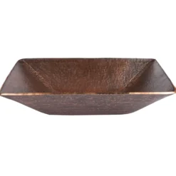 Premier Copper Products 17" Modern Rectangle Hand Forged Old World Copper Vessel Bathroom Sink, Matching Drain and Accessories, Oil Rubbed Bronze, BSP5_PVMRECDB-P