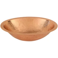 Premier Copper Products 17" Oval Copper Bathroom Sink, Polished Copper, LO17FPC