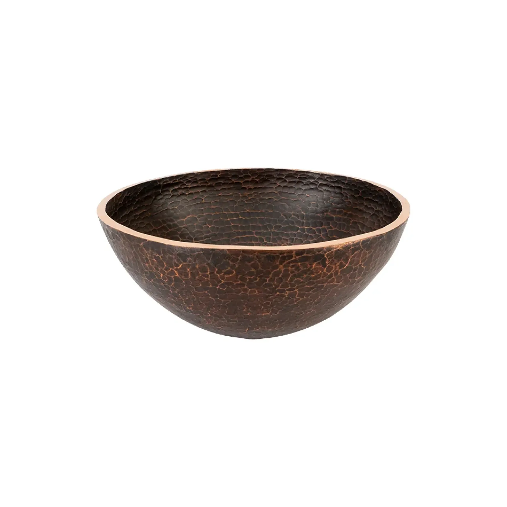 Premier Copper Products 13" Round Hand Forged Old World Copper Vessel Bathroom Sink, Matching Drain and Accessories, Oil Rubbed Bronze, BSP5_PV13RDB-P